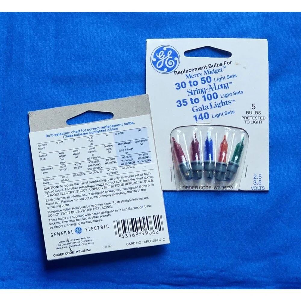 GE Merry Midget 2Pk Replacement Bulbs (10) String-A-Long Gala Lights 2.5V 3.5V